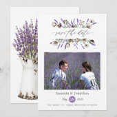 Katoen Lavendel Foto Bruiloft Save The Date (Voorkant / Achterkant)