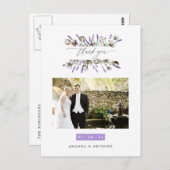 Katoen Lavendel Trouwfoto Bedankt Briefkaart (Voorkant / Achterkant)