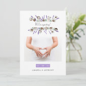 Katoen lavender Fotozwangerschap Aankondiging (Staand voorkant)