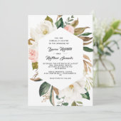 Katoen & Magnolia bruiloft uitnodiging (Staand voorkant)