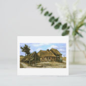 Katoen met Decrepit Barn, Woman, Vincent van Gogh Briefkaart (Staand voorkant)