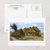 Katoen met Decrepit Barn, Woman, Vincent van Gogh Briefkaart (Voorkant / Achterkant)