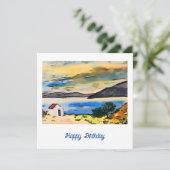 Katoen nabij de verjaardagskaart van het zee (Staand voorkant)