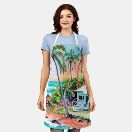 Katoen op de strand schort (Gedragen)