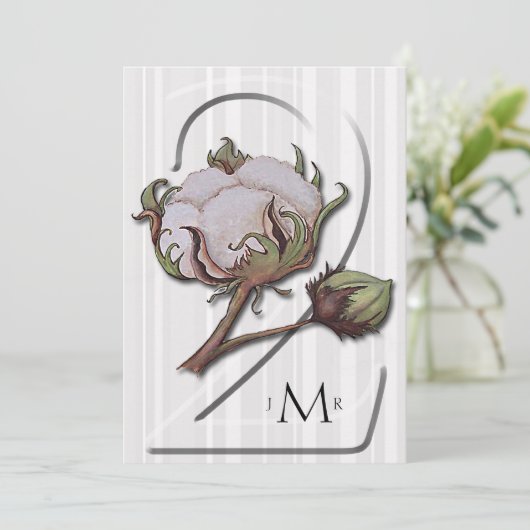 Katoen op het Jubileum van de Stripe 2e bruiloft Kaart (Staand voorkant)