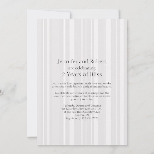 Katoen op Streep 2e huwelijksverjaardag Kaart (Achterkant)