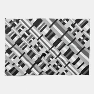 Katoen Plaid in Zwart, Wit & Grijs Diagonaal Theedoek