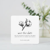 Katoen Plant Etching | Weddenschap Save the Date (Staand voorkant)