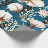 Katoen Plant Patroon Blauw Cadeaupapier (Hoek)