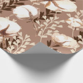 Katoen Plant Patroon Brown Cadeaupapier (Hoek)
