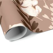 Katoen Plant Patroon Brown Cadeaupapier (Rol Hoek)