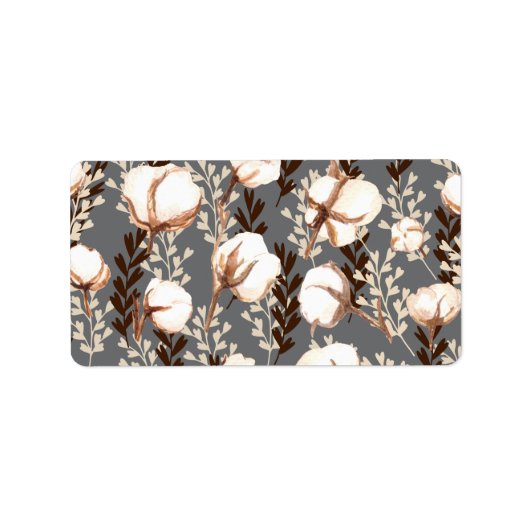 Katoen Plant Patroon grijs Etiket (Voorkant)