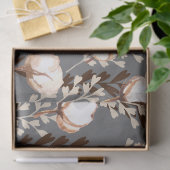 Katoen Plant Patroon grijs Tissuepapier (Geschenk)