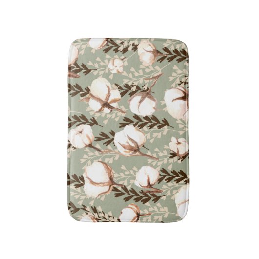 Katoen Plant Patroon Groen Badmat (Voorkant Verticaal)