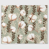Katoen Plant Patroon Groen Cadeaupapier (Vlak)