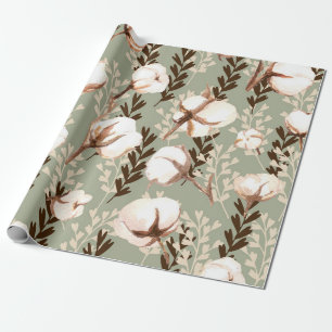 Katoen Plant Patroon Groen Cadeaupapier