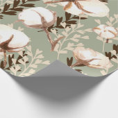 Katoen Plant Patroon Groen Cadeaupapier (Hoek)