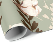 Katoen Plant Patroon Groen Cadeaupapier (Rol Hoek)