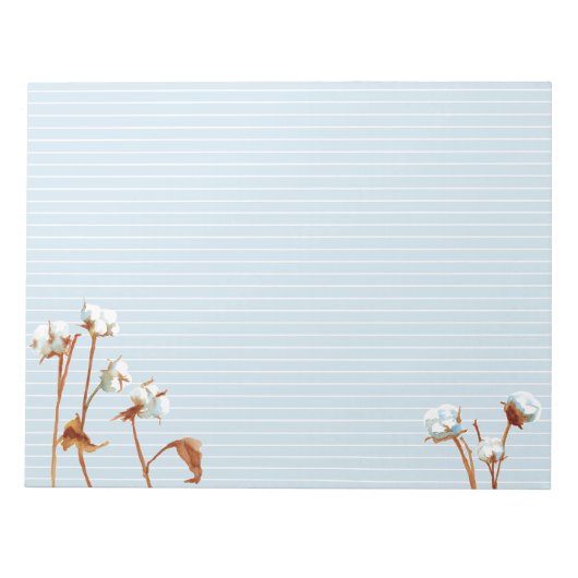 Katoen Planten Botanische Waterverf Wit gebrand Notitieblok (Voorkant)