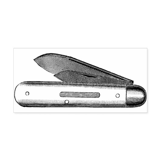 Katoen  Pocket Knife Rubberstempel (Afrduk)