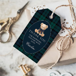 Katoen Preppy Teddybeer Cadeautags voor Babyborrel Cadeaulabel