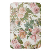 Katoen Roze botanische Rozen en vogels Badmat (Voorkant Verticaal)