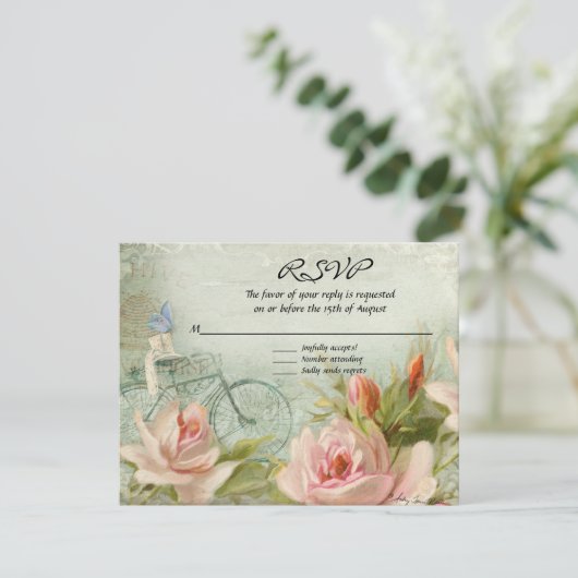 Katoen Rozen hout RSVP (Staand voorkant)