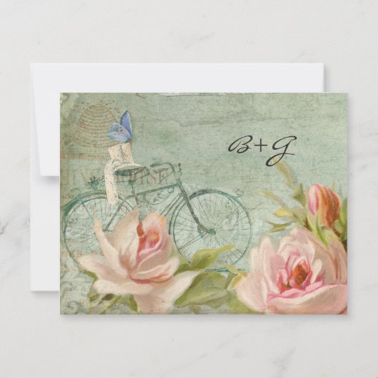 Katoen Rozen  hout RSVP (Achterkant)