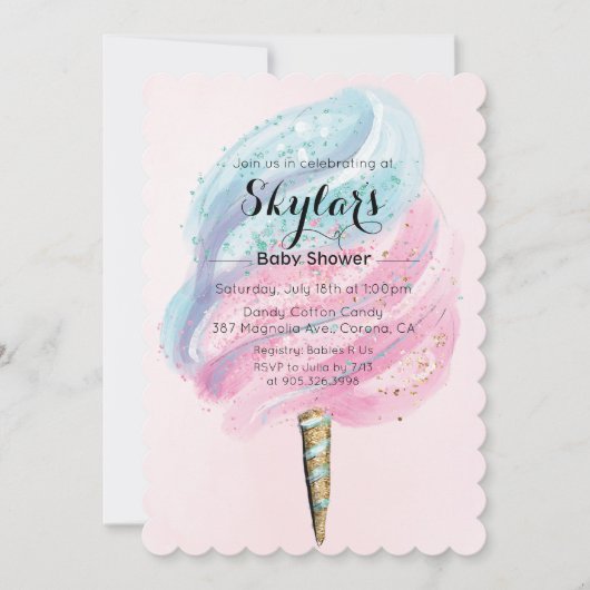 Katoen Snoep Baby shower Invitation Kaart (Voorkant)