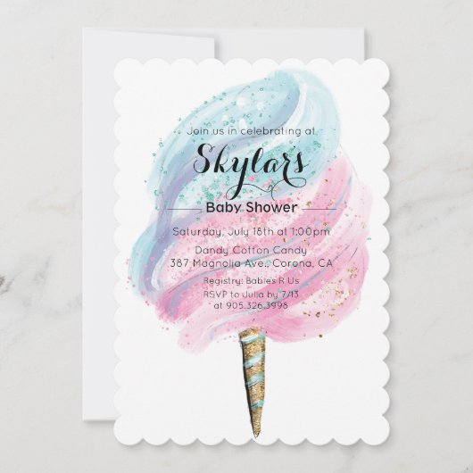 Katoen Snoep Baby shower Invitation Kaart (Voorkant)