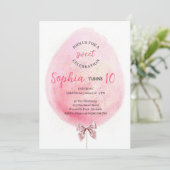 Katoen Snoep Birthday Uitnodiging (Staand voorkant)