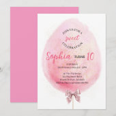 Katoen Snoep Birthday Uitnodiging (Voorkant / Achterkant)