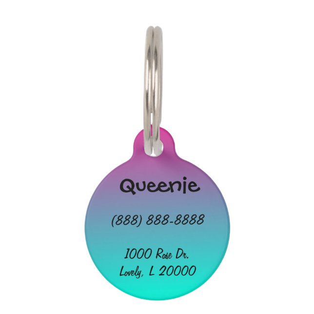 Katoen Snoep Blauw en Paarse Ombre Huisdierpenning (Voorkant)