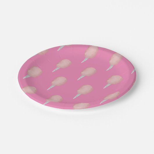 Katoen Snoep Circus Carnaval Roze Feest Papieren Bordje (Gekanteld)