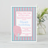 Katoen Snoep Circus Carnival Birthday Uitnodiging (Staand voorkant)