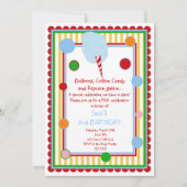 Katoen Snoep Circus Carnival Birthday Uitnodiging (Voorkant)