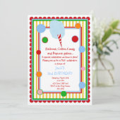 Katoen Snoep Circus Carnival Birthday Uitnodiging (Staand voorkant)