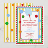 Katoen Snoep Circus Carnival Birthday Uitnodiging (Voorkant / Achterkant)