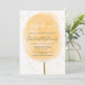 Katoen snoep glitter geel waterverf baby shower kaart (Staand voorkant)