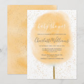 Katoen snoep glitter geel waterverf baby shower kaart (Voorkant / Achterkant)