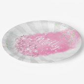 Katoen snoep glitter schattig roze korrelig papieren bordje (Gekanteld)