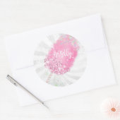 Katoen snoep glitter schattig roze korrelig ronde sticker (Envelop)