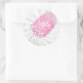 Katoen snoep glitter schattig roze korrelig ronde sticker (Tas)