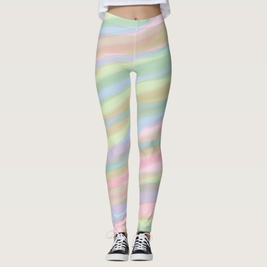 Katoen snoep kleur gestreepte Leggings (Voorkant)