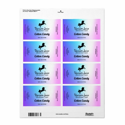 Katoen Snoep Nicotine Vape E Juice Labels (Full Sheet)