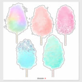 Katoen snoep pastel waterverf en glitter schattig sticker (Vel)