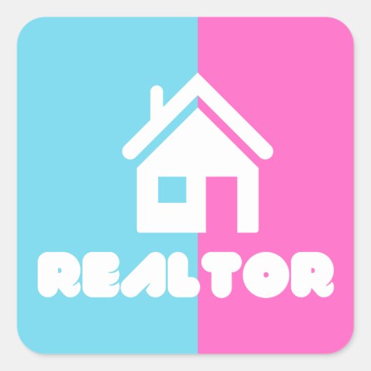 Katoen Snoep Realtor Logo Vierkante Sticker (Voorkant)