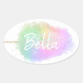 Katoen snoep regenboogliter schattig ovale sticker (Voorkant)
