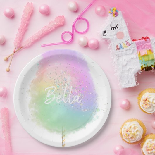 Katoen snoep regenboogliter schattig papieren bordje (Feest)