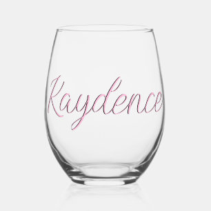 Katoen Snoep Roze 3D Handgeschreven Elegante Naam Wijnglas Zonder Voet